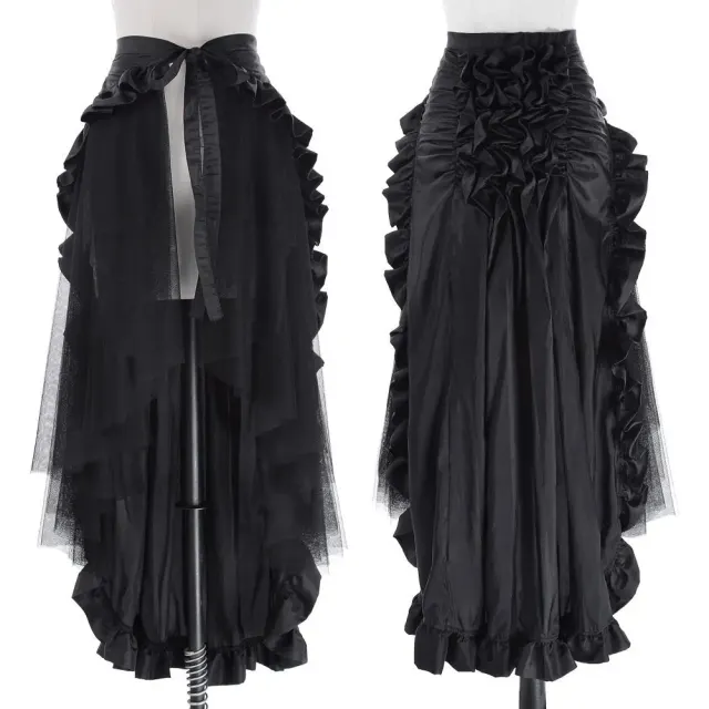 Steampunk Gothic Pirate Renaissance Ruffled Midi Cosplay Skirt detail 2