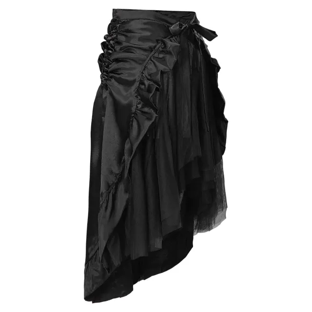 Steampunk Gothic Pirate Renaissance Ruffled Midi Cosplay Skirt detail 3