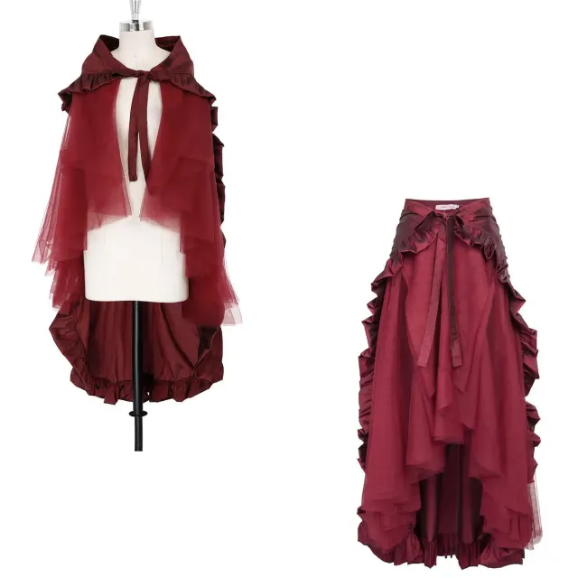 Steampunk Gothic Pirate Renaissance Ruffled Midi Cosplay Skirt detail 6