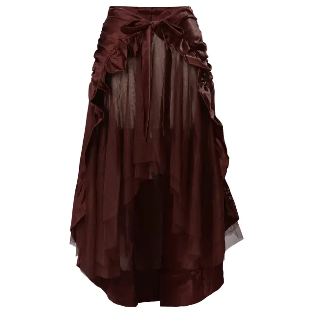 Steampunk Gothic Pirate Renaissance Ruffled Midi Cosplay Skirt detail 13