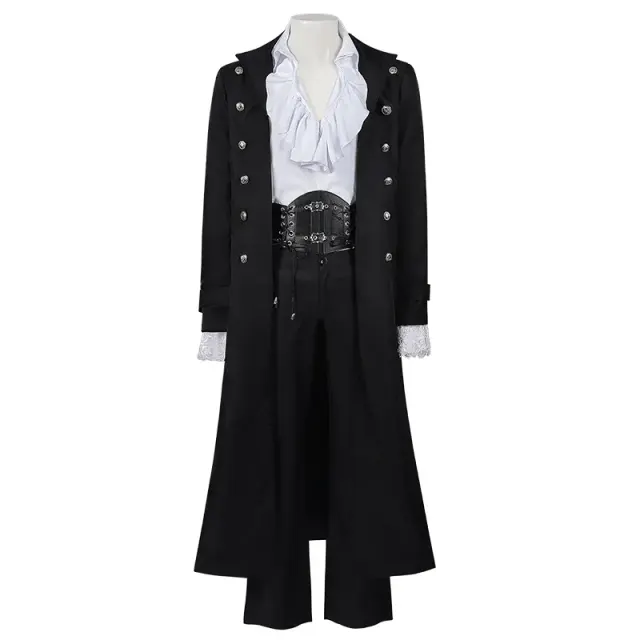 Steampunk Gothic Victorian Long Coat and Renaissance Shirt Costume detail 3