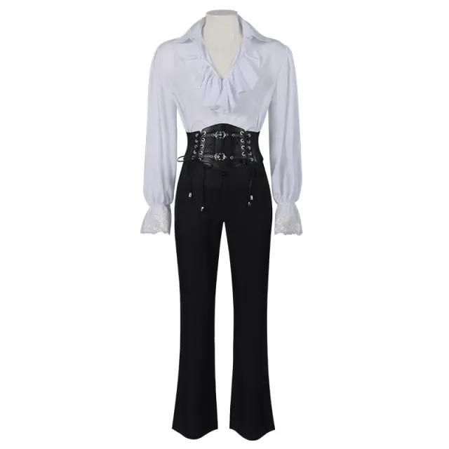 Steampunk Gothic Victorian Long Coat and Renaissance Shirt Costume detail 4