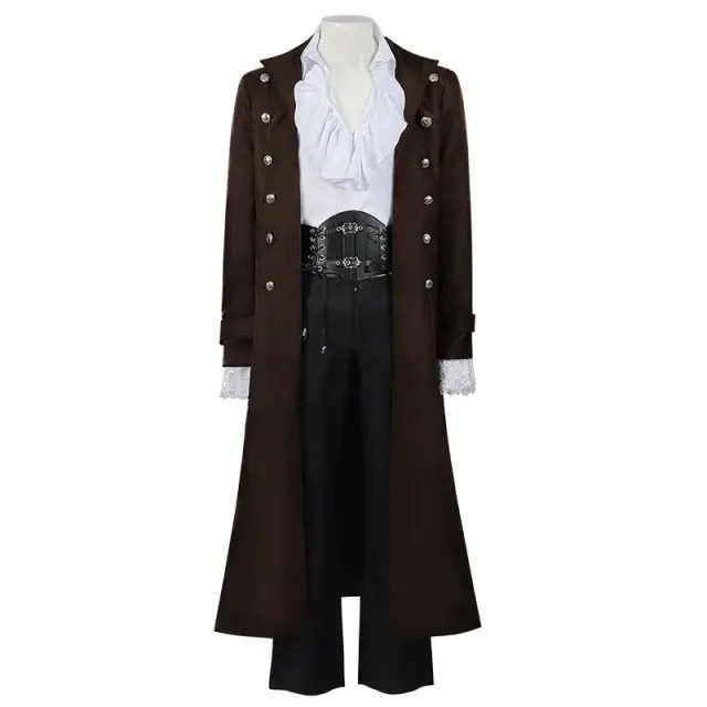 Steampunk Gothic Victorian Long Coat and Renaissance Shirt Costume detail 5