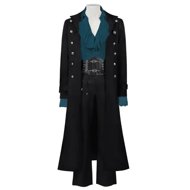 Steampunk Gothic Victorian Long Coat and Renaissance Shirt Costume detail 8
