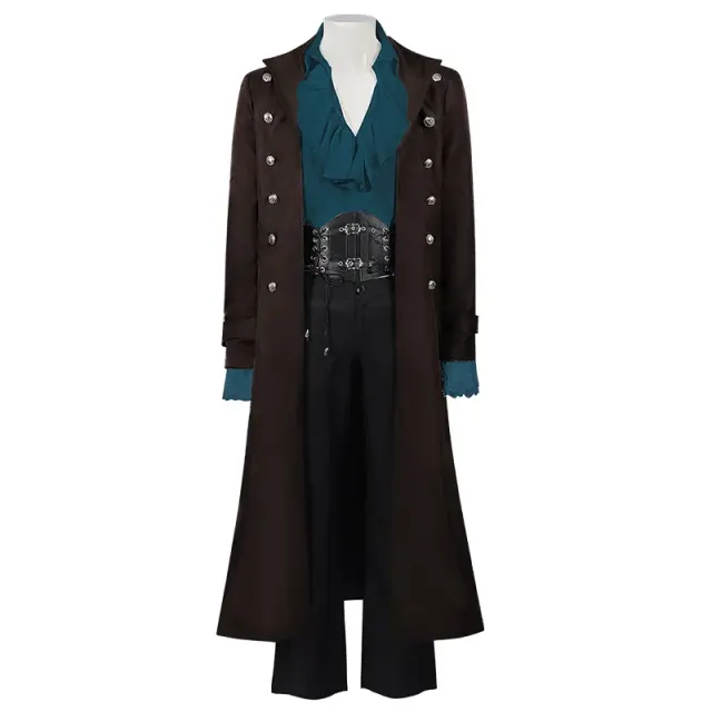 Steampunk Gothic Victorian Long Coat and Renaissance Shirt Costume detail 9