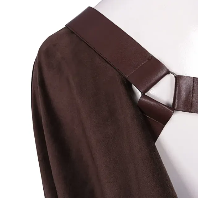 Unisex Steampunk Half-Shoulder Cape with Belt for Halloween detail 2