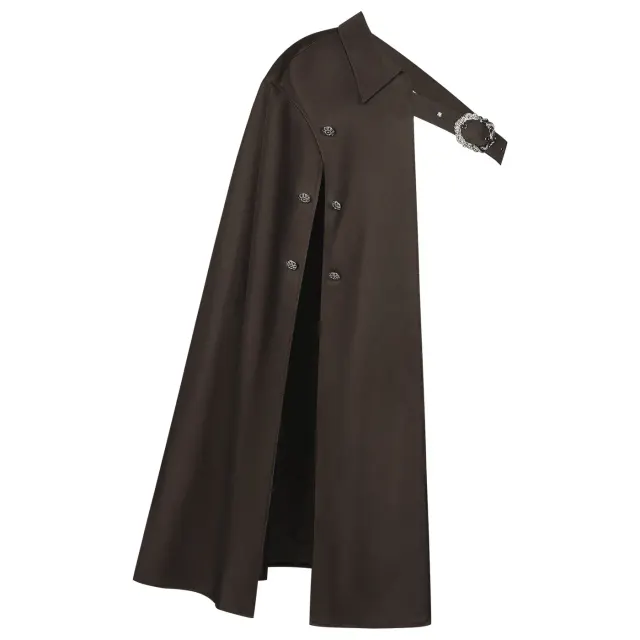 Steampunk One-Shoulder Long Cloak Medieval Cosplay Cape detail 1