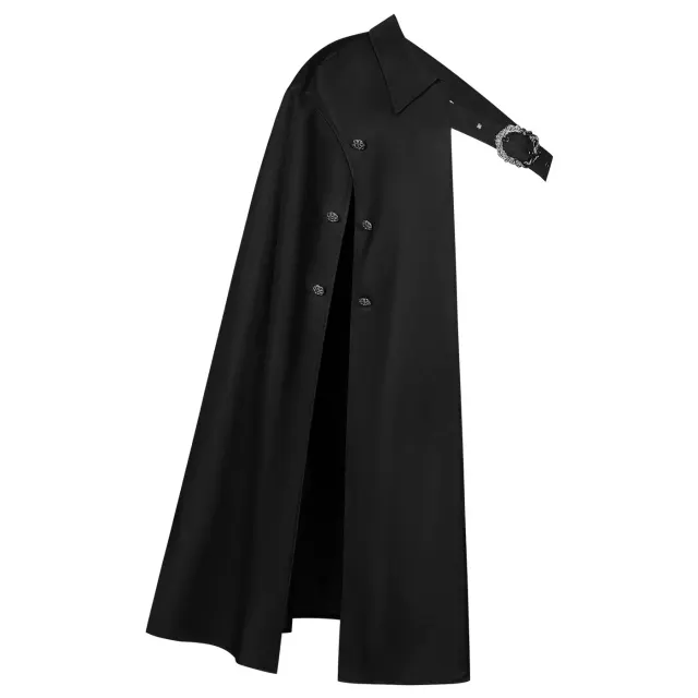 Steampunk One-Shoulder Long Cloak Medieval Cosplay Cape detail 7