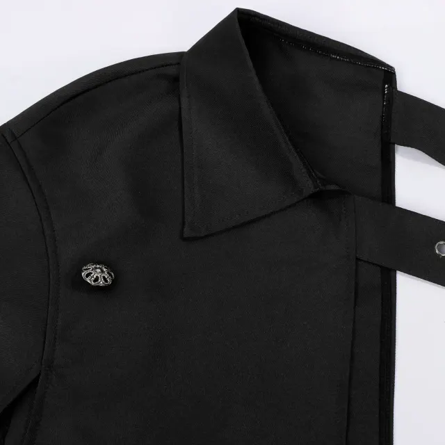 Steampunk One-Shoulder Long Cloak Medieval Cosplay Cape detail 9