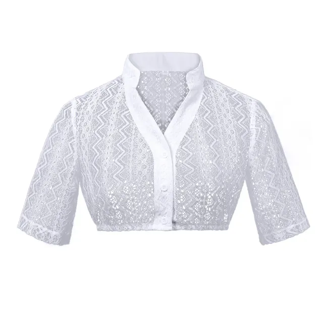 Traditional Bavarian Oktoberfest Corset Costume in White detail 1
