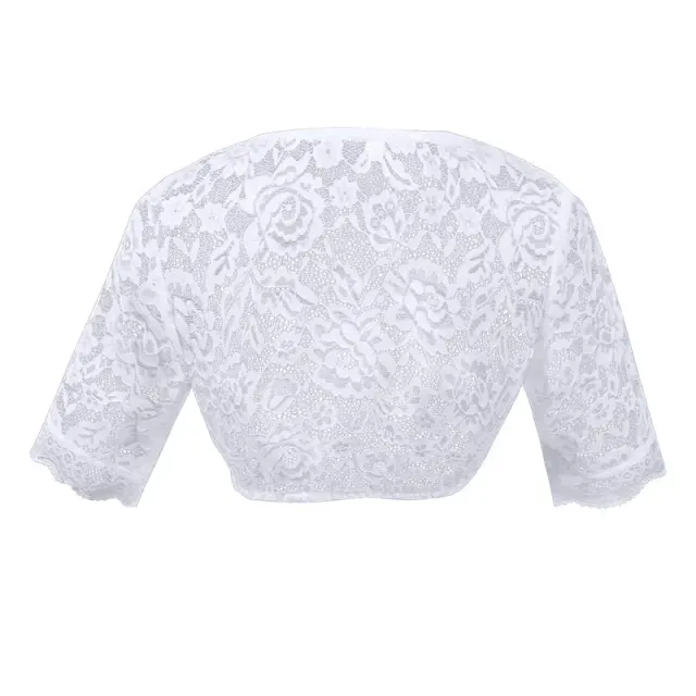 Traditional Bavarian Oktoberfest Corset Costume in White detail 7