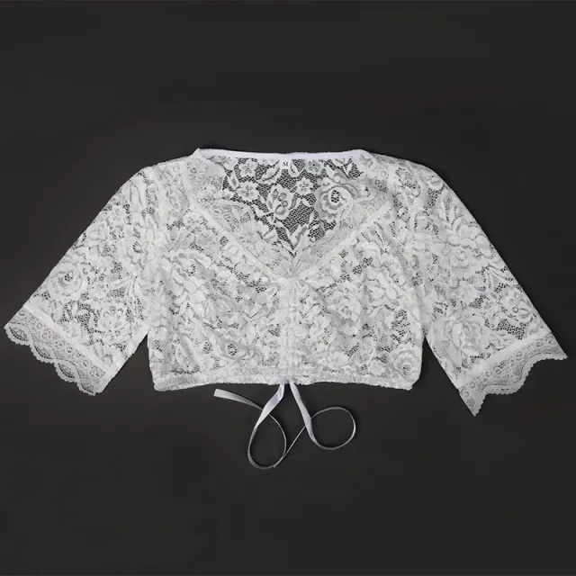 Traditional Bavarian Oktoberfest Corset Costume in White detail 9