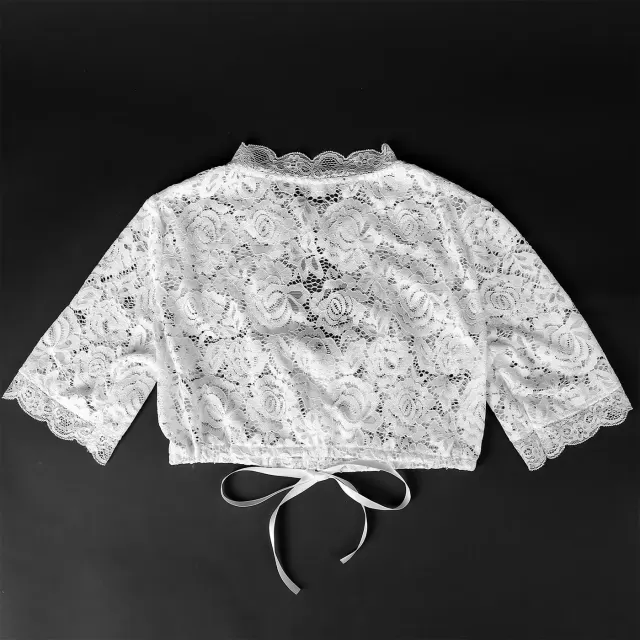Traditional Bavarian Oktoberfest Corset Costume in White detail 13