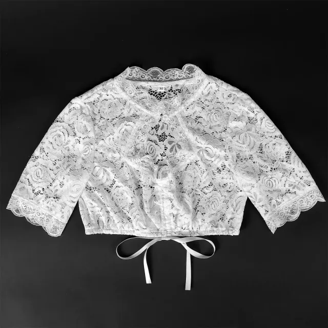 Traditional Bavarian Oktoberfest Corset Costume in White detail 14