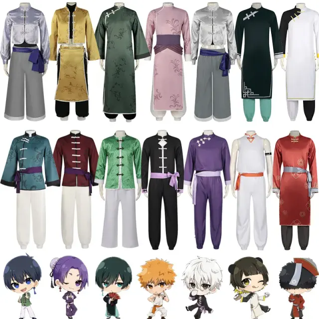 Unisex Chinese-style anime cosplay costume set with long sleeves and multiple character-style options.