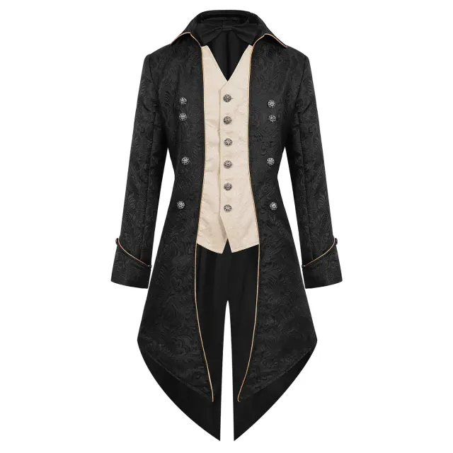 Unisex Christmas Medieval Punk Bow-Tie Tailcoat Costume detail 7
