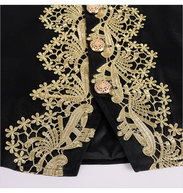 Unisex-3-teiliges Halloween-Cosplay-Kostüm Prinz mit Stickerei Detail 6