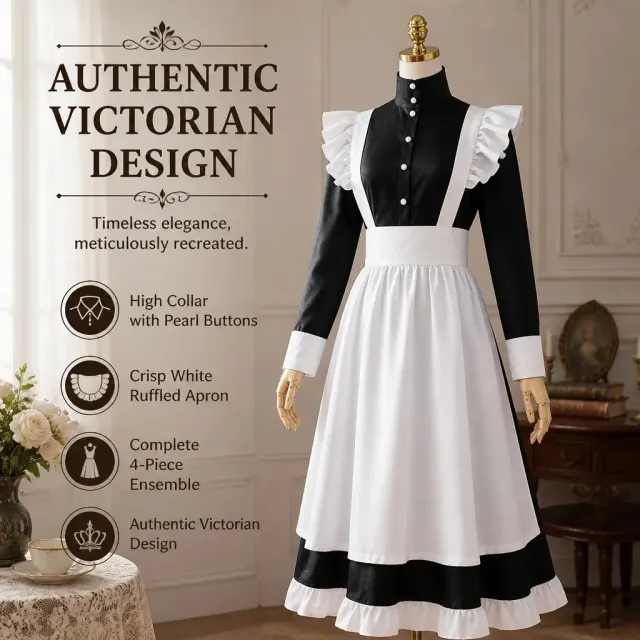 Unisex English Lolita Maid Dress Cosplay Costume Stage Wear detail 4