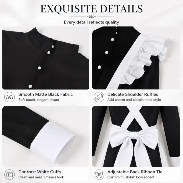 Unisex English Lolita Maid Dress Cosplay Costume Stage Wear detail 7