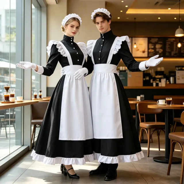 Unisex English Lolita maid dress cosplay costume in the available English Lolita style.