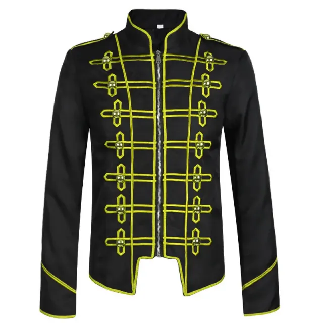 Unisex French Gothic Plaid Long-Sleeve Cosplay Stage Jacket detail 11