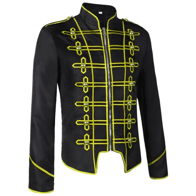 Unisex French Gothic Plaid Long-Sleeve Cosplay Stage Jacket detail 12