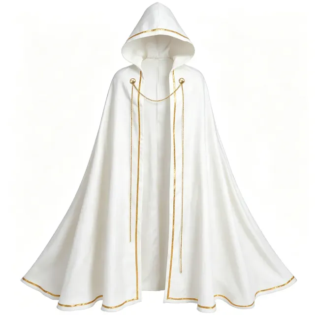 Unisex Gold-Trim Hooded Robe Medieval Halloween Cosplay Costume detail 2