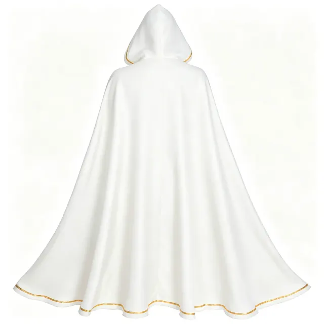 Unisex Gold-Trim Hooded Robe Medieval Halloween Cosplay Costume detail 3
