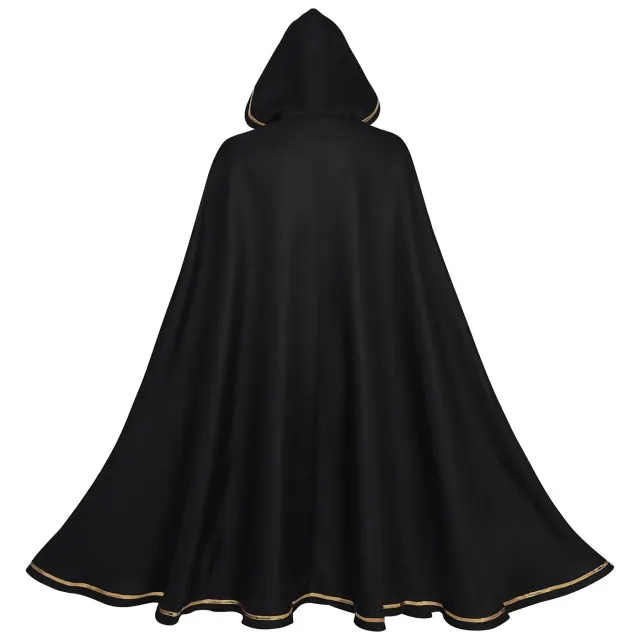 Unisex Gold-Trim Hooded Robe Medieval Halloween Cosplay Costume detail 9