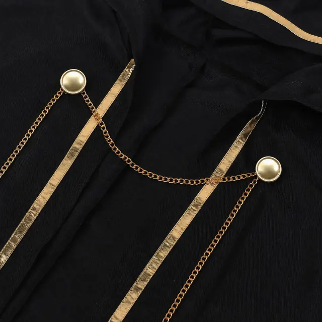 Unisex Gold-Trim Hooded Robe Medieval Halloween Cosplay Costume detail 11