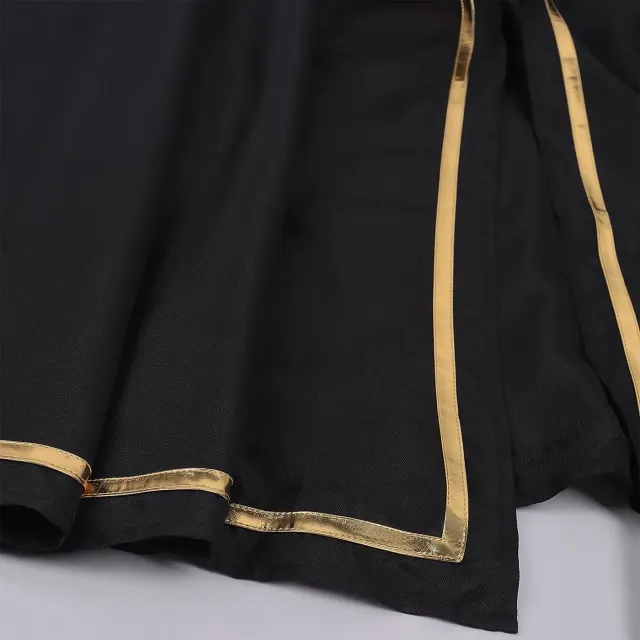 Unisex Gold-Trim Hooded Robe Medieval Halloween Cosplay Costume detail 12