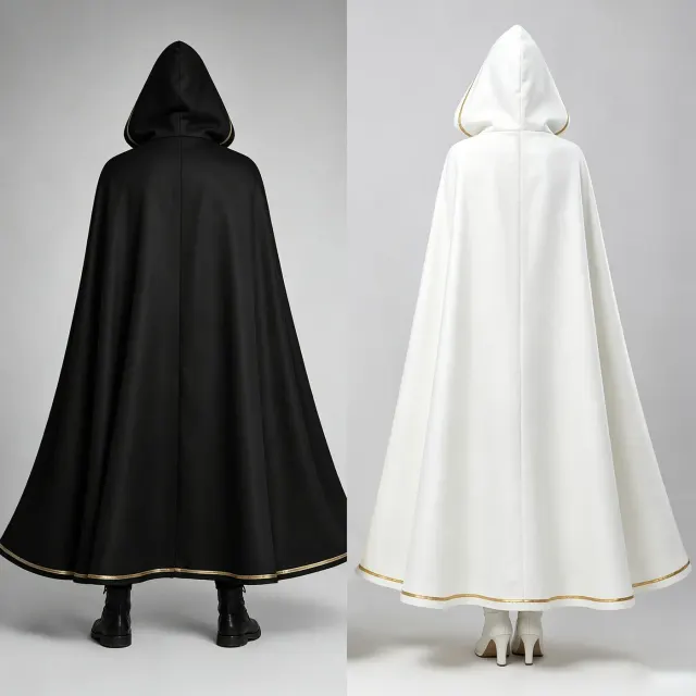 Unisex Gold-Trim Hooded Robe Medieval Halloween Cosplay Costume detail 13