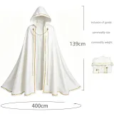 Gold-Trim Hooded Robe - White