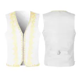 Gold-Trim Vest - White
