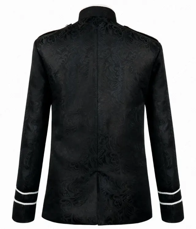 Unisex Gothic Medieval Steampunk Victorian Jacquard Suit Jacket detail 1