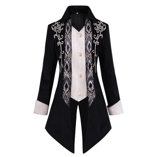 Unisex Gothic Steampunk Victorian Tailcoat Medieval Frock Jacket detail 1