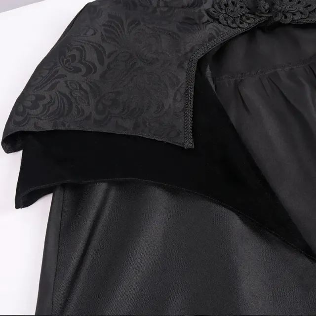 Unisex Gothic Vampire Cape with Jacquard Stand Collar detail 5
