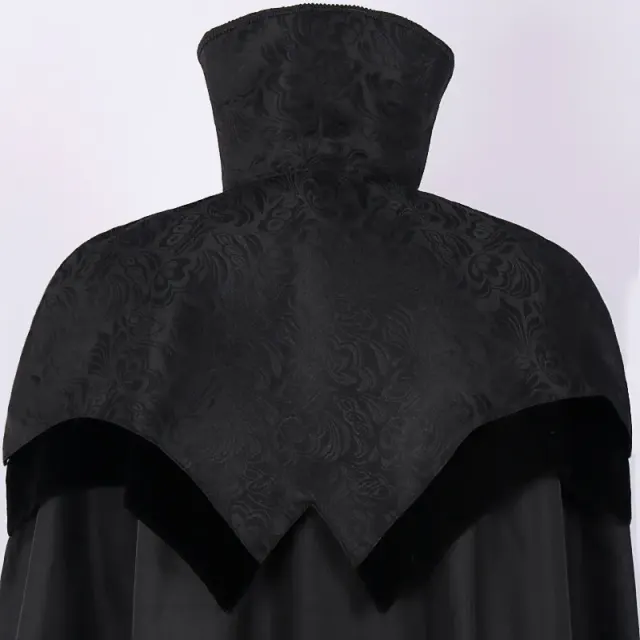Unisex Gothic Vampire Cape with Jacquard Stand Collar detail 7
