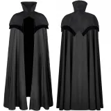 Stand Collar Frog Button Cape - Black