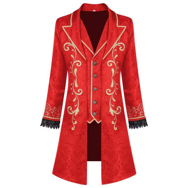 Veste de costume cosplay unisexe de prince de cour médiéval pour Halloween détail 15