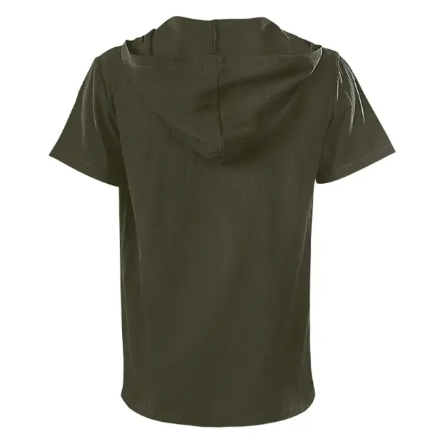 Unisex Hooded Lace-Up Medieval Short-Sleeve Shirt detail 14