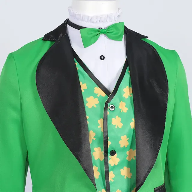 Unisex Irish Four-Leaf Clover Tailcoat Stage Costume detail 3