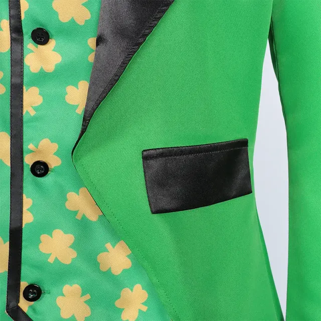 Unisex Irish Four-Leaf Clover Tailcoat Stage Costume detail 4