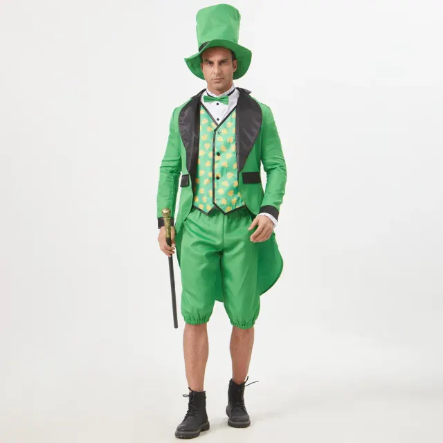 Unisex Irish Four-Leaf Clover Tailcoat Stage Costume detail 11