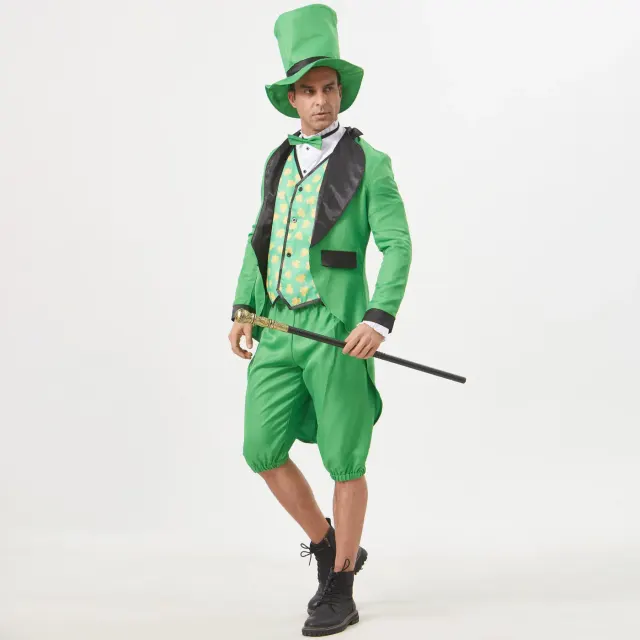 Unisex Irish Four-Leaf Clover Tailcoat Stage Costume detail 13