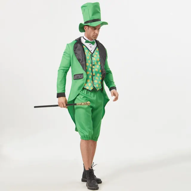 Unisex Irish Four-Leaf Clover Tailcoat Stage Costume detail 14