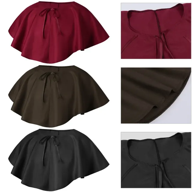 A black unisex lace-up shoulder cape styled for Halloween, cosplay, and stage performances.
