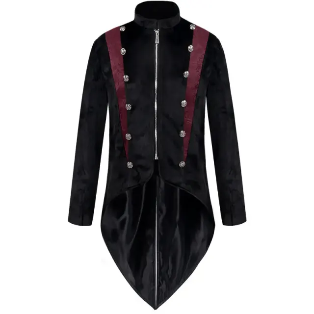 Unisex Lace-Up Steampunk Medieval Tailcoat for Halloween Stage detail 1