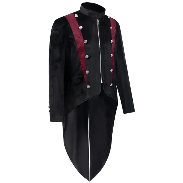 Unisex Lace-Up Steampunk Medieval Tailcoat for Halloween Stage detail 2
