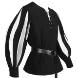 Color-Block Shirt - Black Body/White Sleeves (Belt Not Included)
